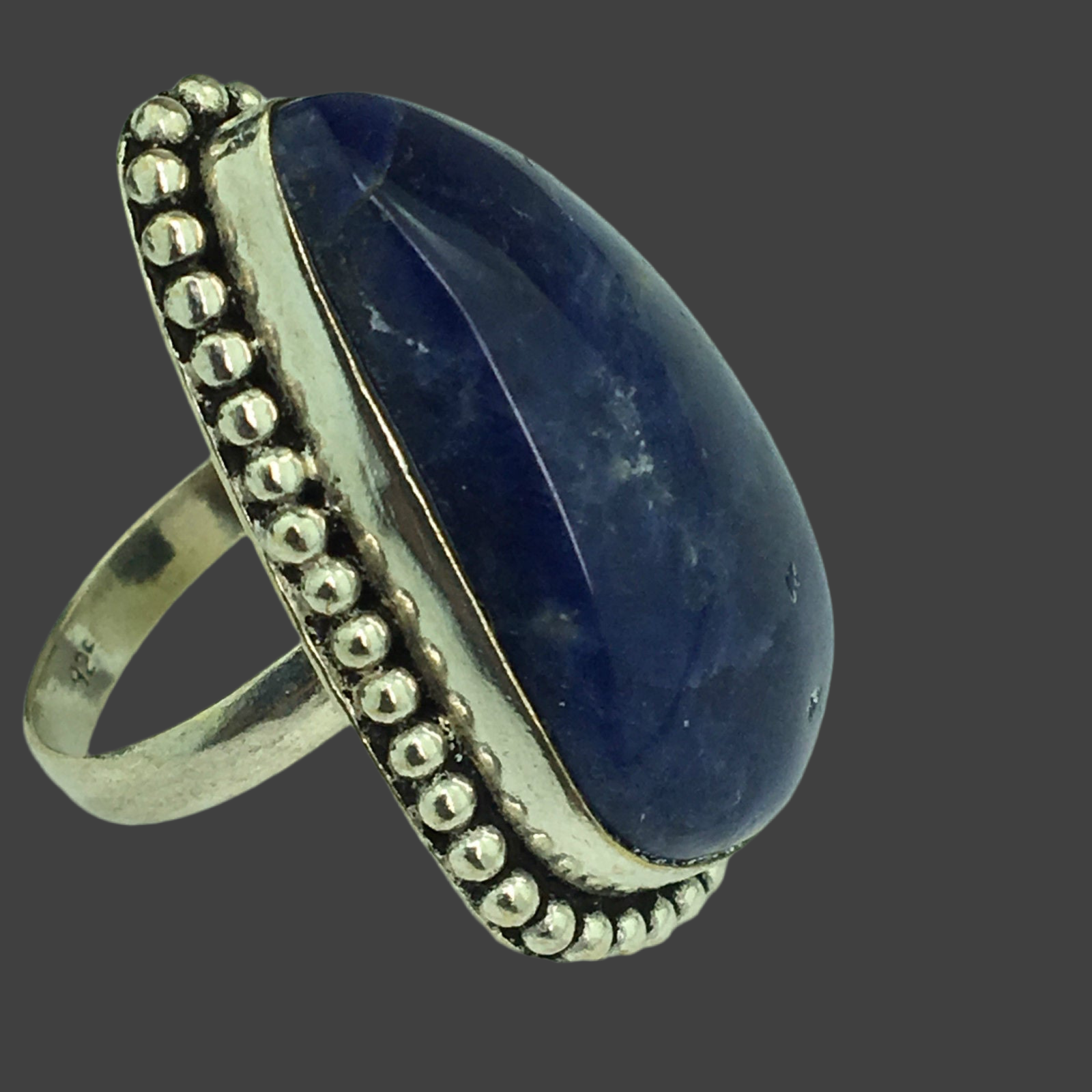 Vintage sterling silver ring with Lapis Lazurite cabochon