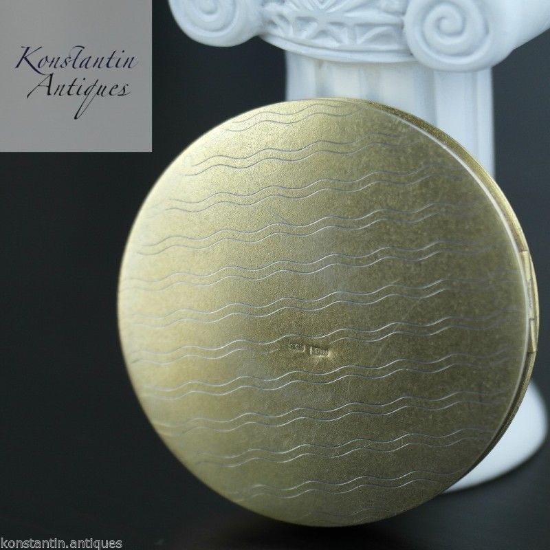 Vintage 1964 solid silver gold plated powder compact enamel porcelain 875 Russia