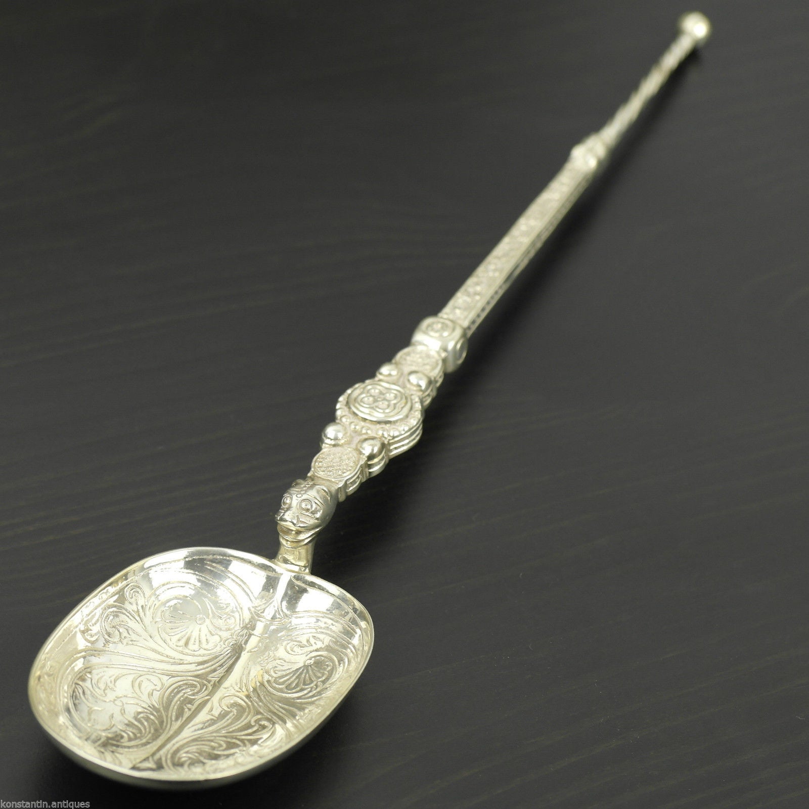 Cuchara de unción de plata de ley antigua de 1902 de 250 mm Coronación Real de Londres