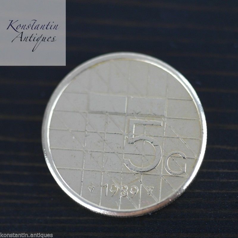 Modern 1989 coin 5 Gulden Queen Beatrix of the Netherlands 5G ONS GOD ZIJ MET