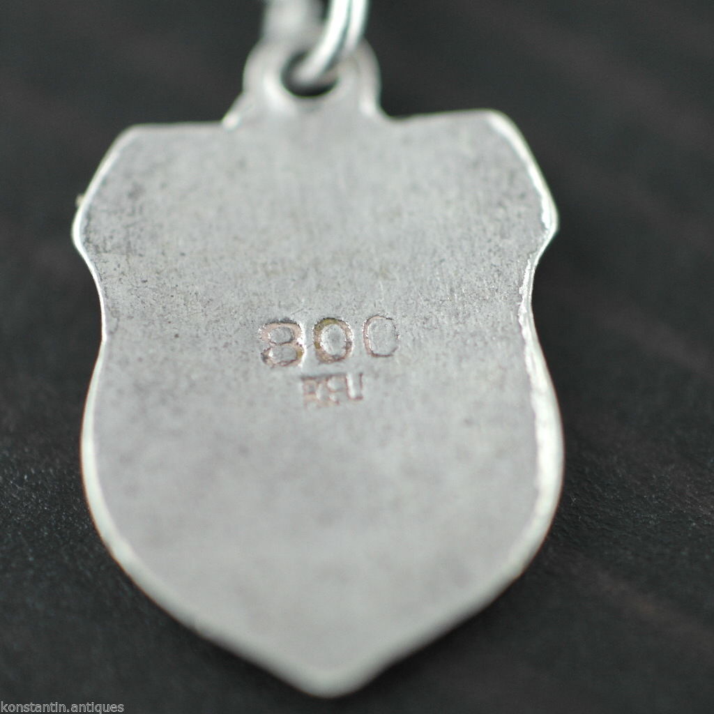 Vintage Schweiz Emaille 800 REU Silber Charm-Anhänger