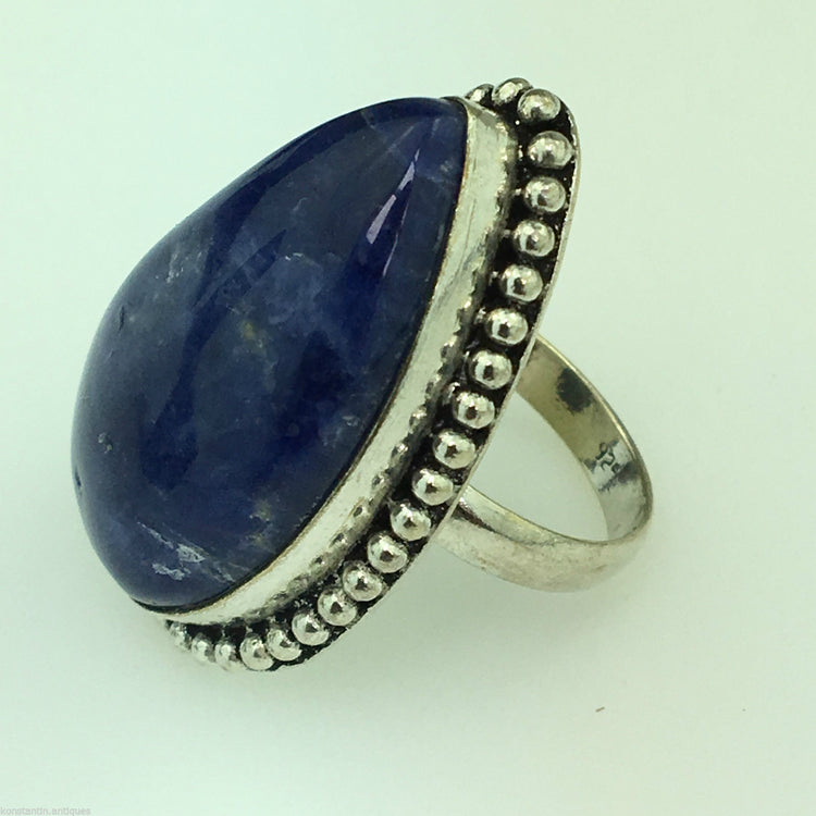 Vintage sterling silver ring with Lapis Lazurite cabochon