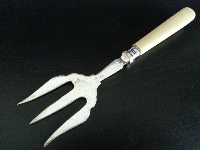 Antique silver plated serving fork  British Empire