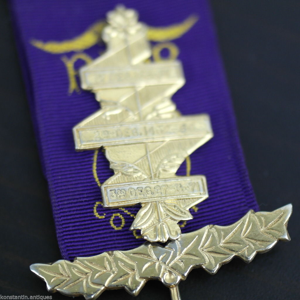 Vintage 1975er RAOB-Ehrentafel aus massivem Silber mit vergoldeter Medaille