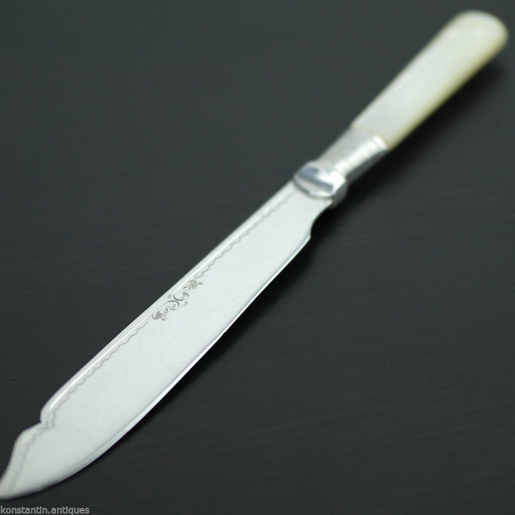 Antique silver plate tale knife mother of pearl Nacre handle British Empire