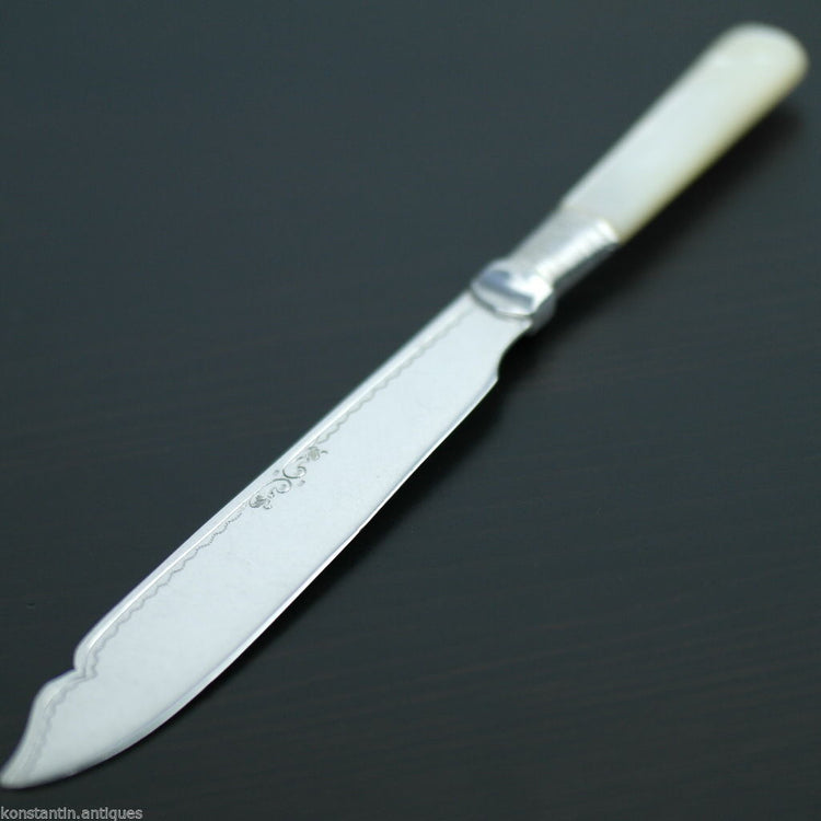 Antique silver plate tale knife mother of pearl Nacre handle British Empire