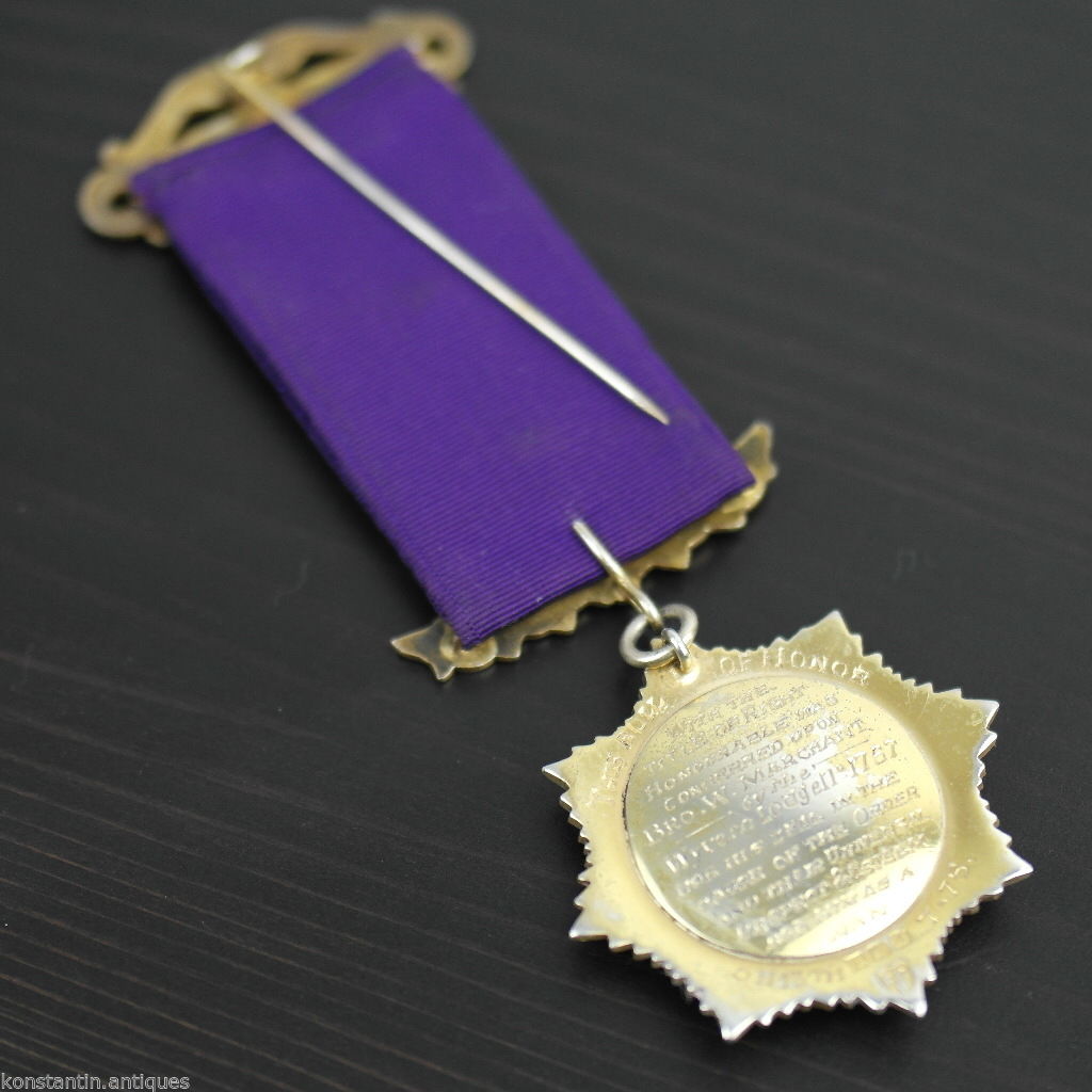 Vintage 1975er RAOB-Ehrentafel aus massivem Silber mit vergoldeter Medaille