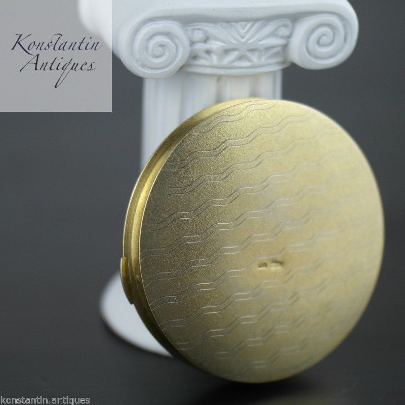 Vintage 1964 solid silver gold plated powder compact enamel porcelain 875 Russia