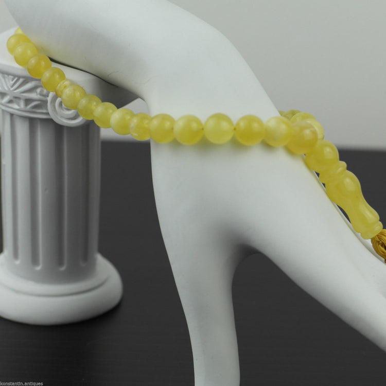 Genuine Baltic Amber beads bracelet Islam Tasbih Rosary White Cloudy yolk