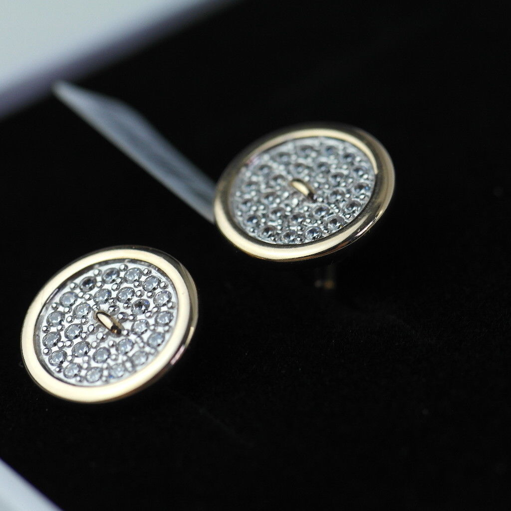 Sokolov-Manschettenknöpfe aus 14-karätigem Gold mit 48 Zirkonia