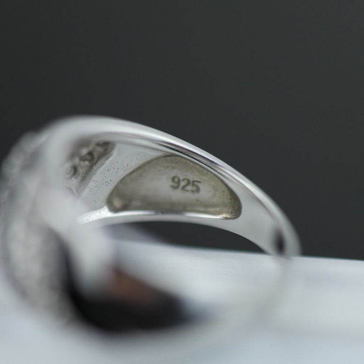 Modern sterling silver ring black enamel with CZ stones Scandinavian style 925