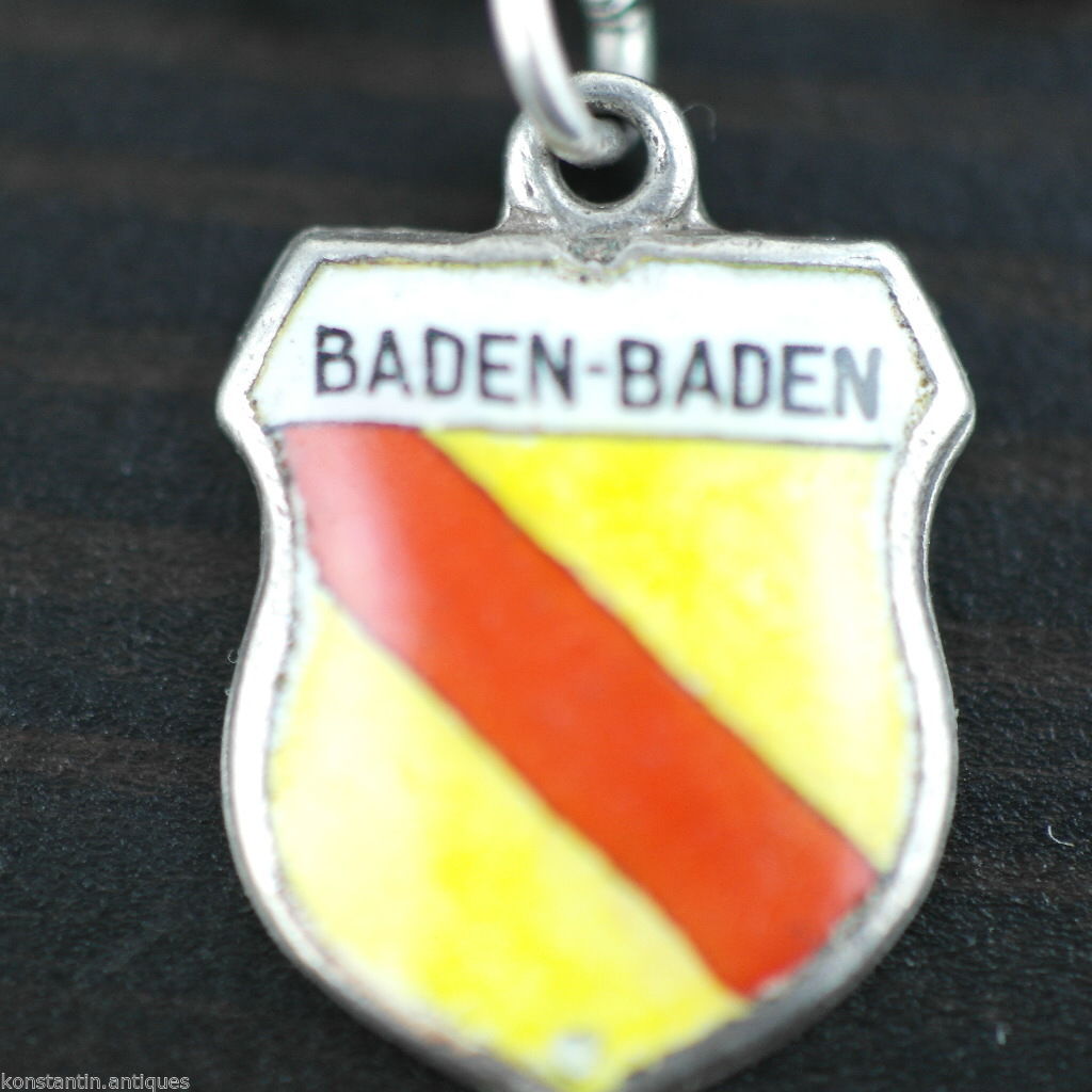 Vintage Baden-Baden Emaille 800 REU Silber Charm-Anhänger