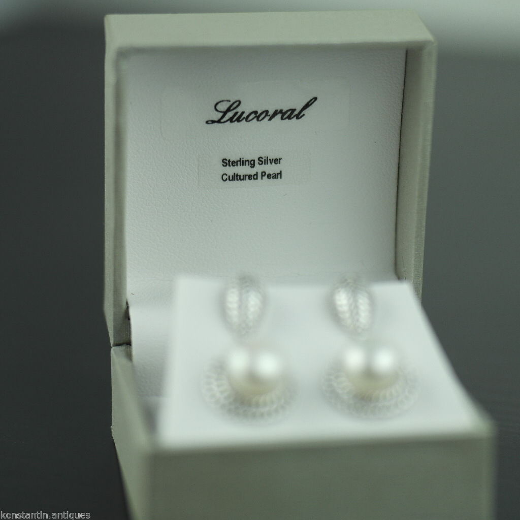 Elegantes pendientes de perlas cultivadas en plata de ley CZ Lucoral 925