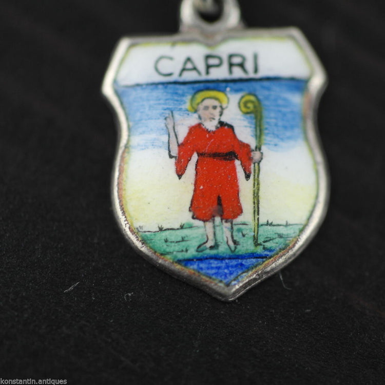 Vintage Capri enamel 800 REU silver charm pendant