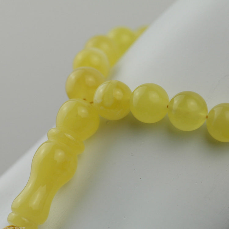 Genuine Baltic Amber beads bracelet Islam Tasbih Rosary White Cloudy yolk