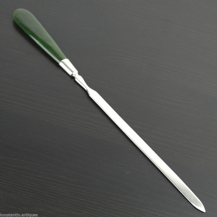 Antique 1905 solid silver letter opener with Nephrite handle London Edwardian