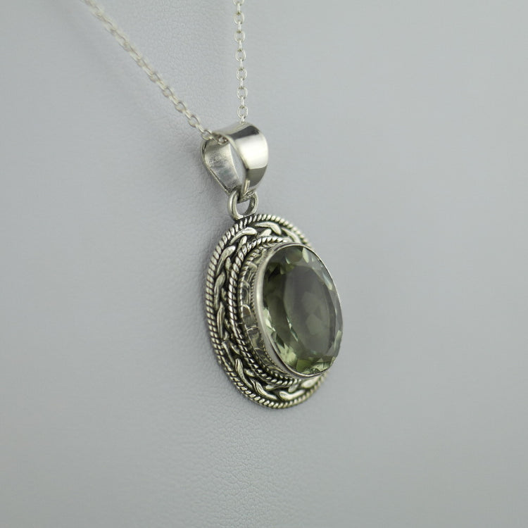 Cassiopeia 7.12ct Green Amethyst pendant on sterling silver chain