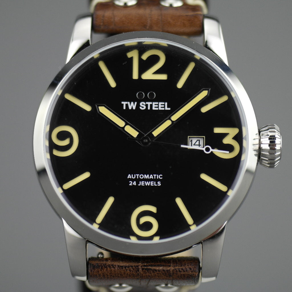 TW Steel Automatic Casual Men s wrist watch with brown leather strap