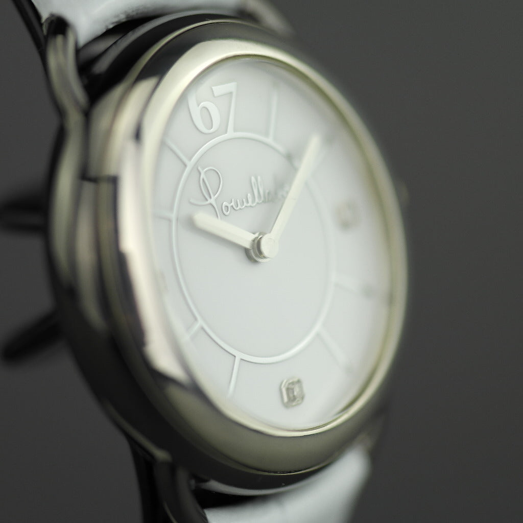 Pomellato 67 Limited Edition Damenarmbanduhr mit Diamanten, weißes Lederarmband