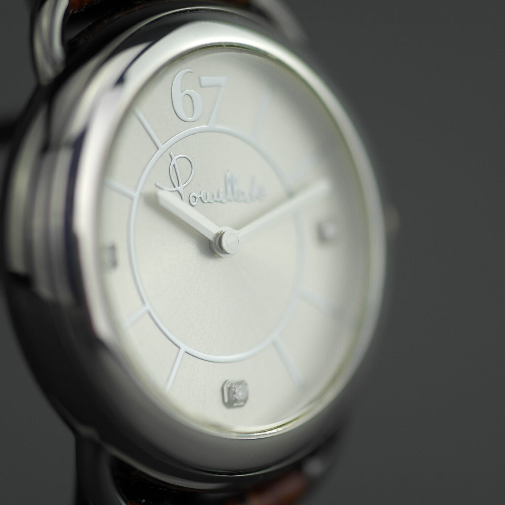Pomellato 67 Limited Edition Damenarmbanduhr mit Diamanten und braunem Armband
