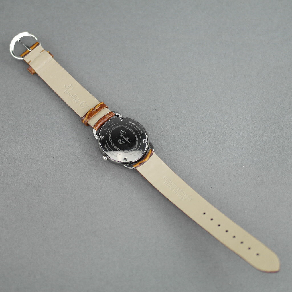 Pomellato 67 Limited Edition Damenarmbanduhr mit Diamanten und braunem Armband