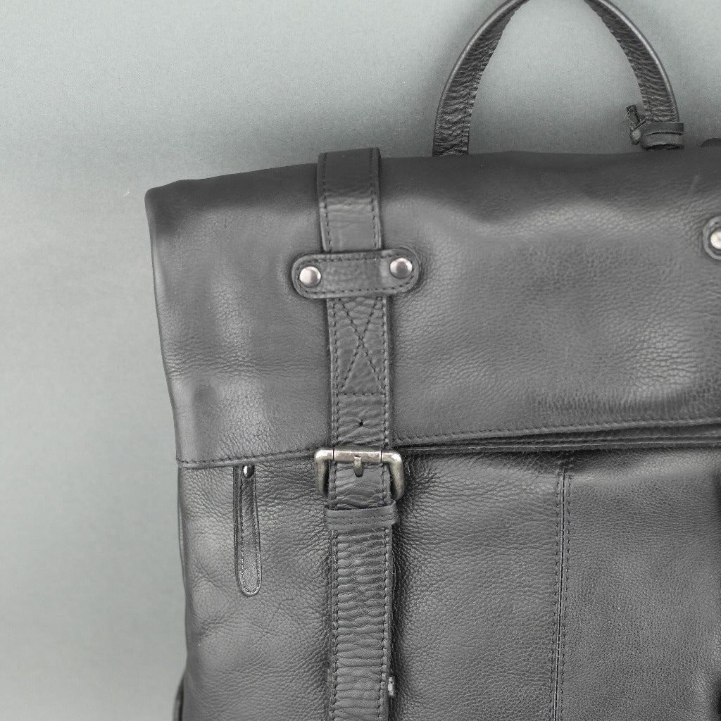 Vilenca Holland Business-Rucksack aus schwarzem Echtleder