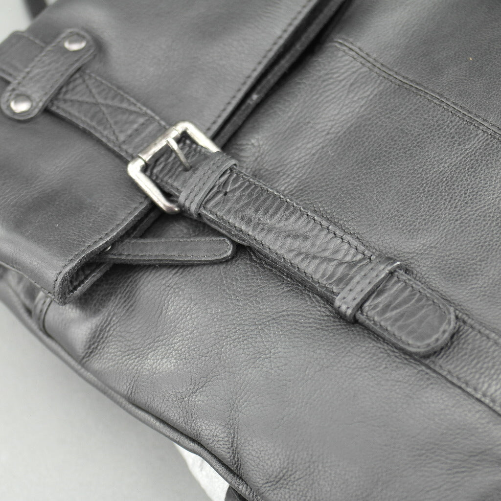 Vilenca Holland Business-Rucksack aus schwarzem Echtleder