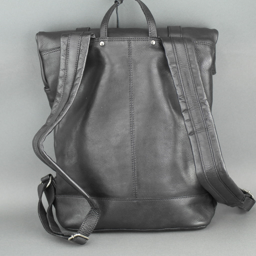 Vilenca Holland Business-Rucksack aus schwarzem Echtleder