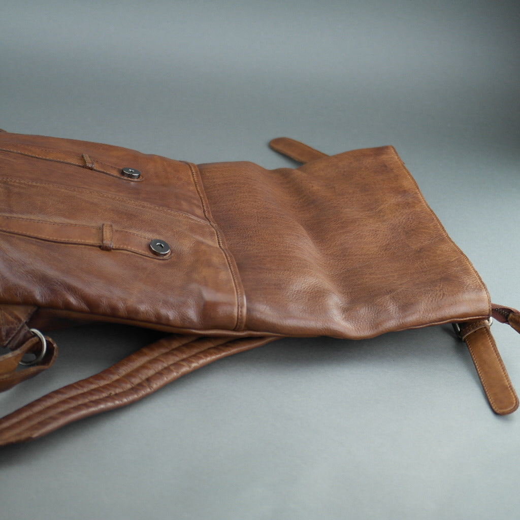 Vilenca Holland Tan Business-Rucksack aus echtem Leder