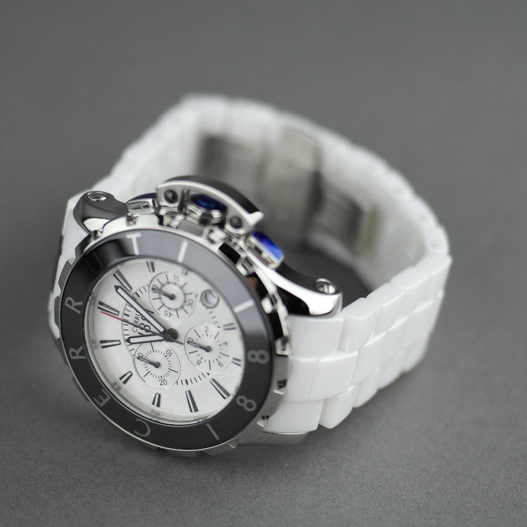 Cerruti 1881 Chronograph White ceramic wristwatch with bracelet