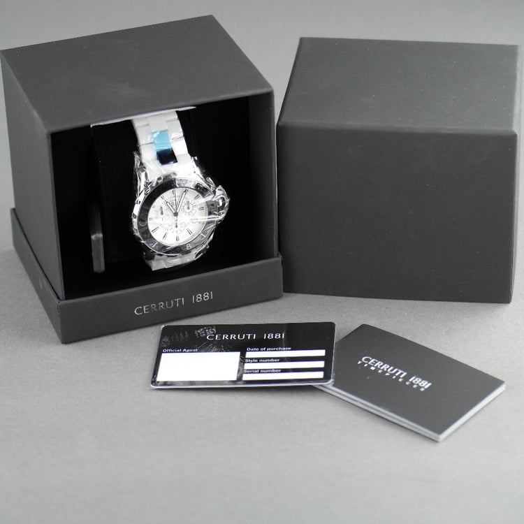Cerruti 1881 Chronograph White ceramic wristwatch with bracelet
