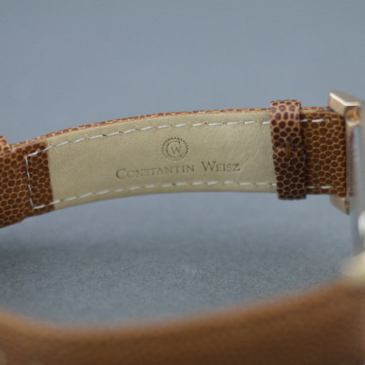 Constantin Weisz gold plated Mechanical watch brown leather strap