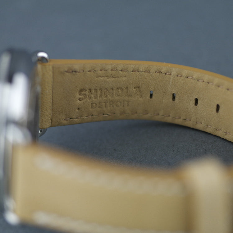 Shinola 43mm Men's wrist watch The Canfield Bold with natural leather strap