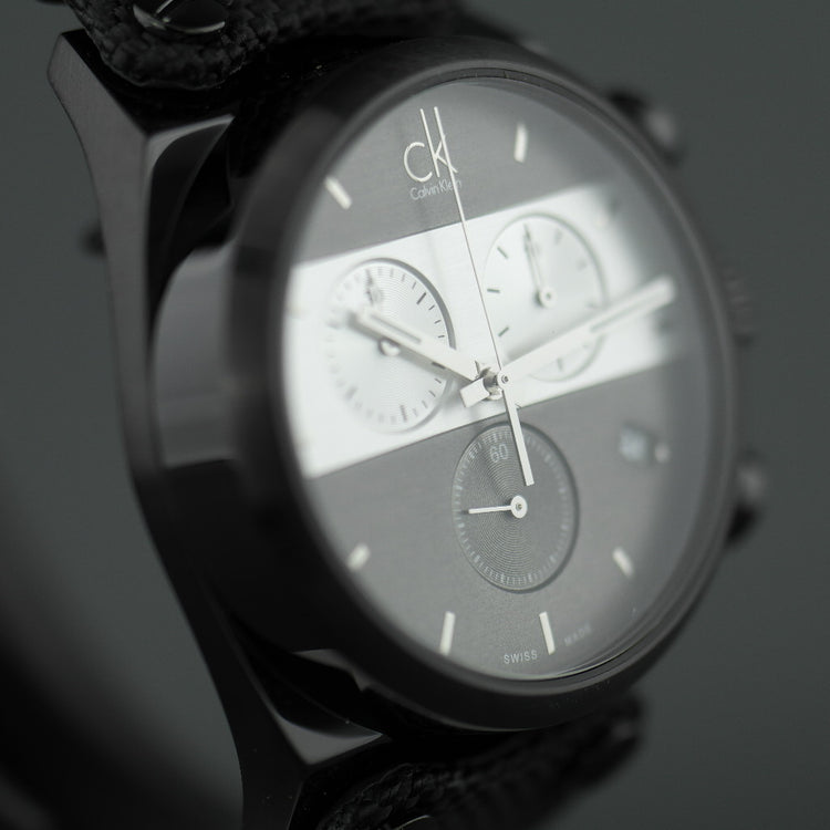 Calvin Klein Men's wrist watch Swiss Chronograph with black fabric band