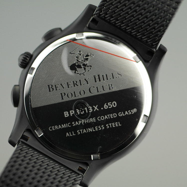 Beverly Hills Polo Club Iconic style black Chronograph wrist watch with bracelet