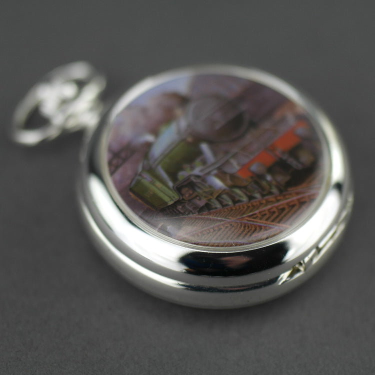 Express A1/A3 class Full Hunter Silver plated pocket watch with Roman numerals