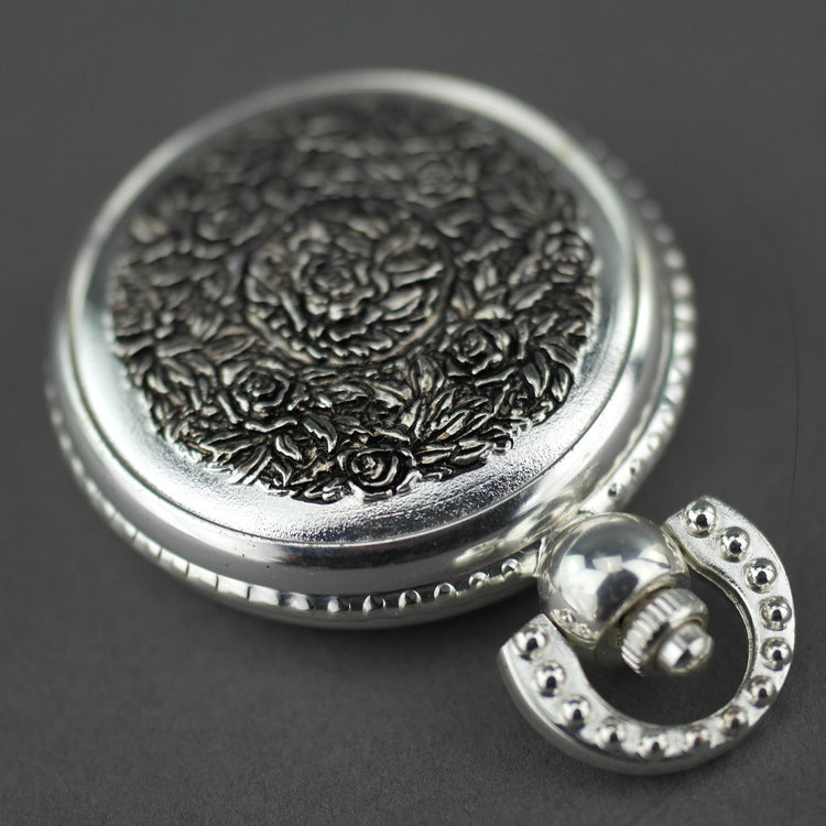 Sorge Full Hunter Silver plated pocket watch with Arabic numerals
