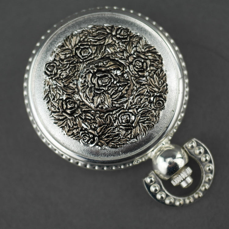 Sorge Full Hunter Silver plated pocket watch with Arabic numerals