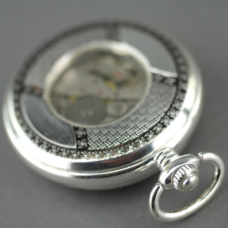 Marseille Half Hunter Silver plated pocket watch with Arabic numerals