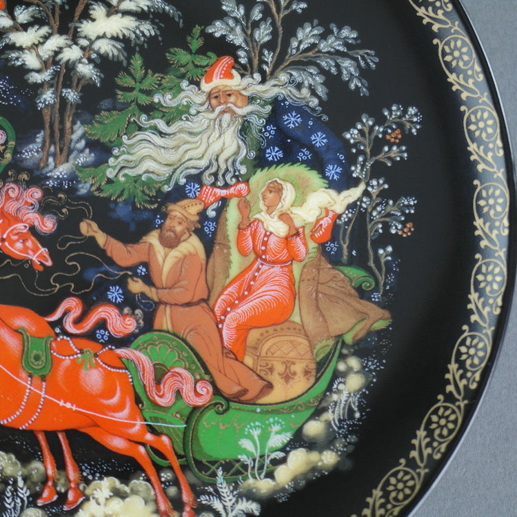 Morozko, Russian tales porcelain plate from Palekh Marsters of Russia, Wall Decor