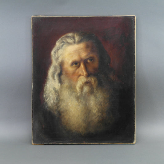 Antique Oil on Canvas painting The Hermit Patriarch Adrian of Moscow and all Russia