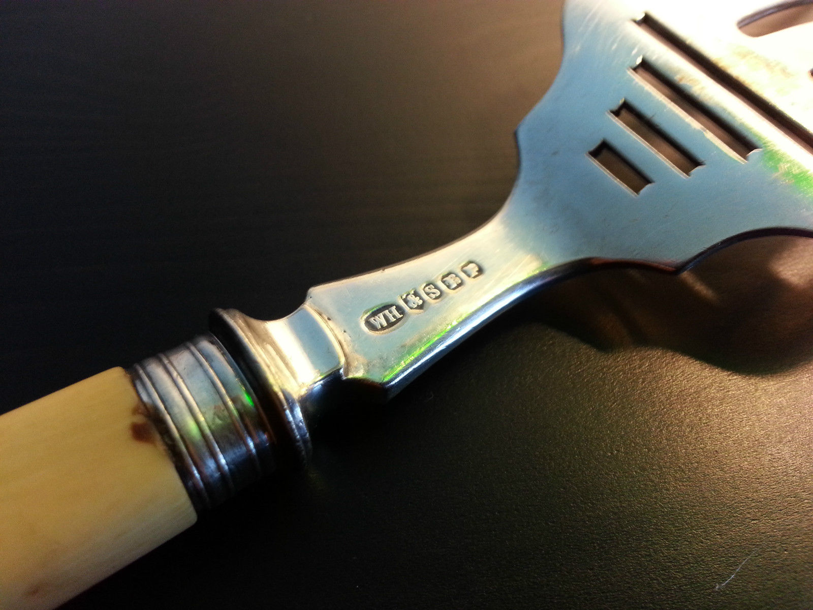 Antique silver plated ornamented serving fork British Empire