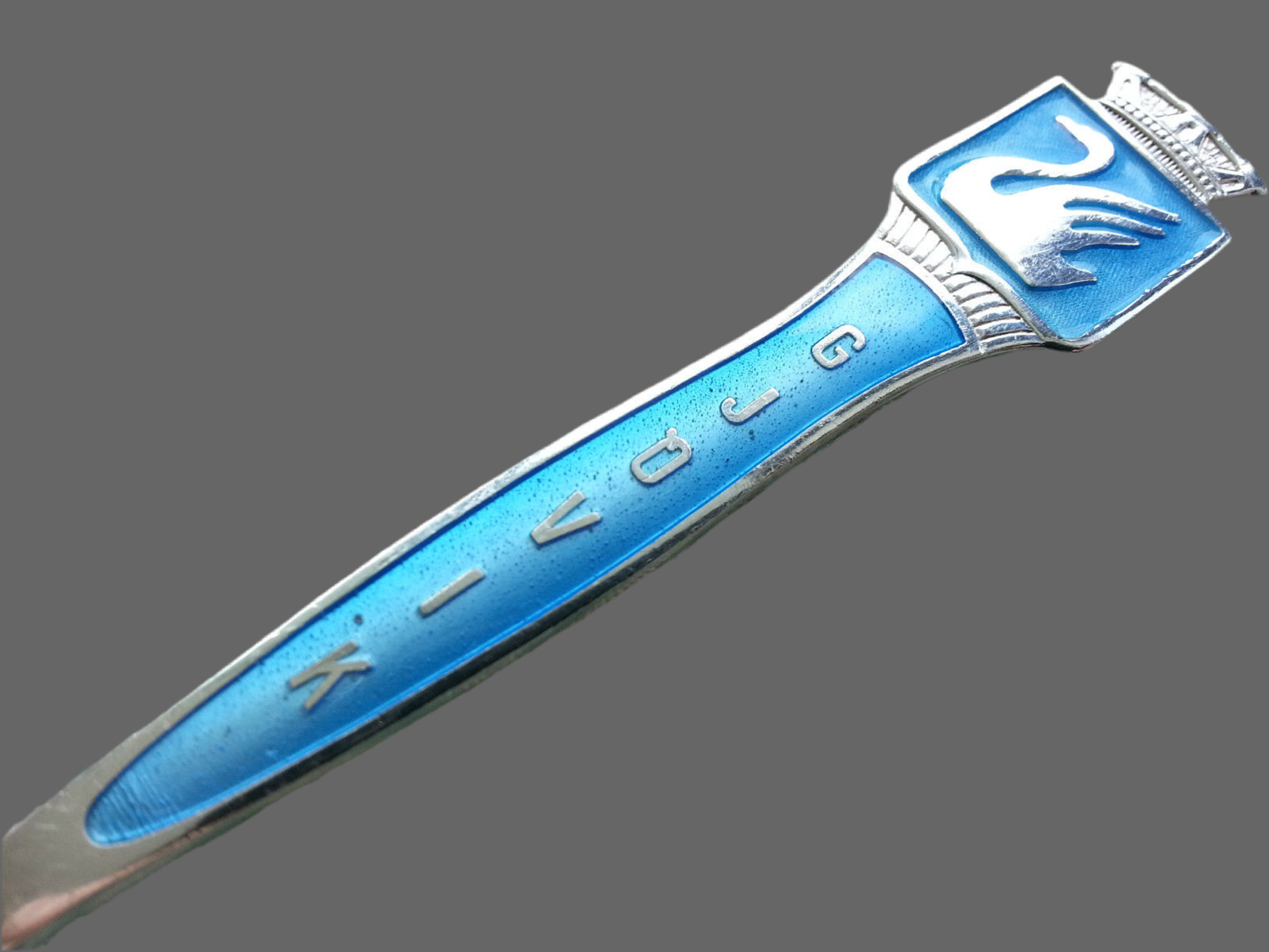 Vintage Sterling silver guilloche enamel spoon Marthinsen Norway Gjovik