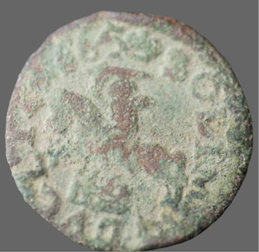 Moneda antigua de 1665 1 chelín Juan II Casimiro Vasa Gran Ducado de Lituania siglo XVII