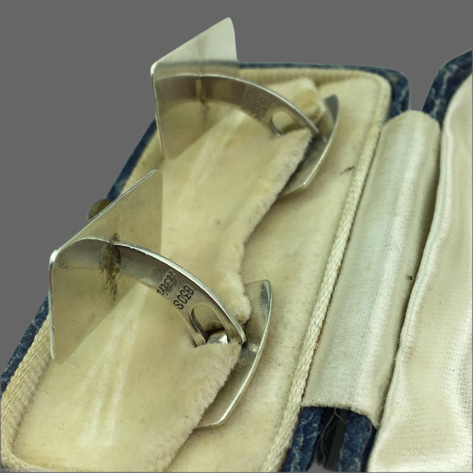 Vintage gold plated solid silver ornamented cufflinks Denmark 830 S ALCH boxed