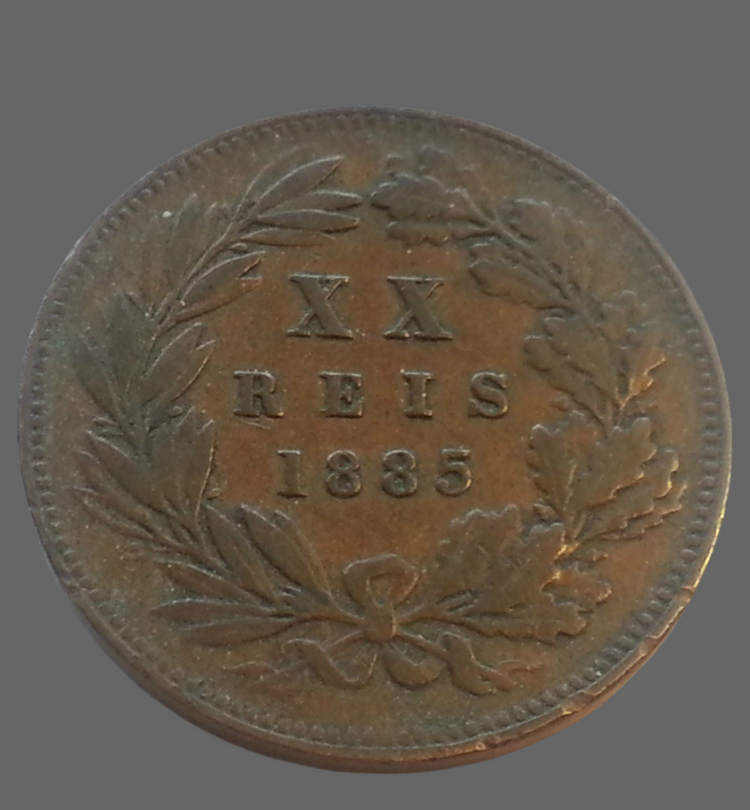 Antique 1885 coin 20 XX reis D. Luiz I Rei DE Portugal