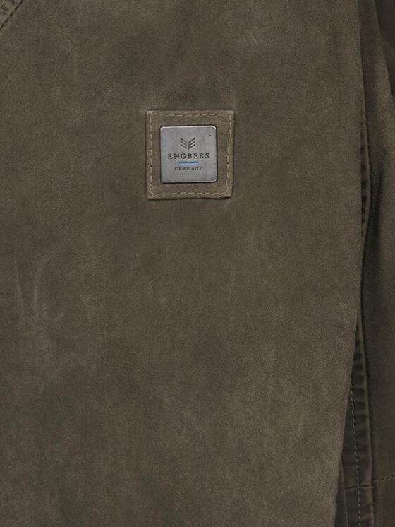 ENGBERS GERMANY Leather Jacket with hood Brownish Khaki GREY WASH