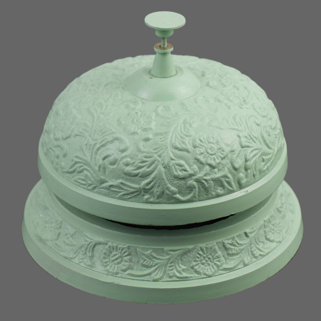 Victorian style cast iron reception desk ornamented top bell