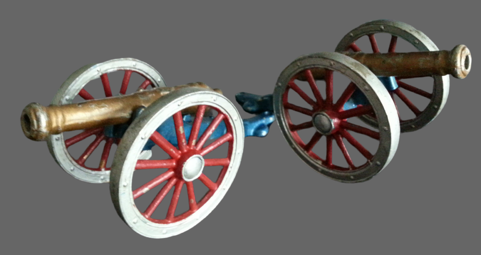 Vintage two models Antique cannons statues George Rex British Empire