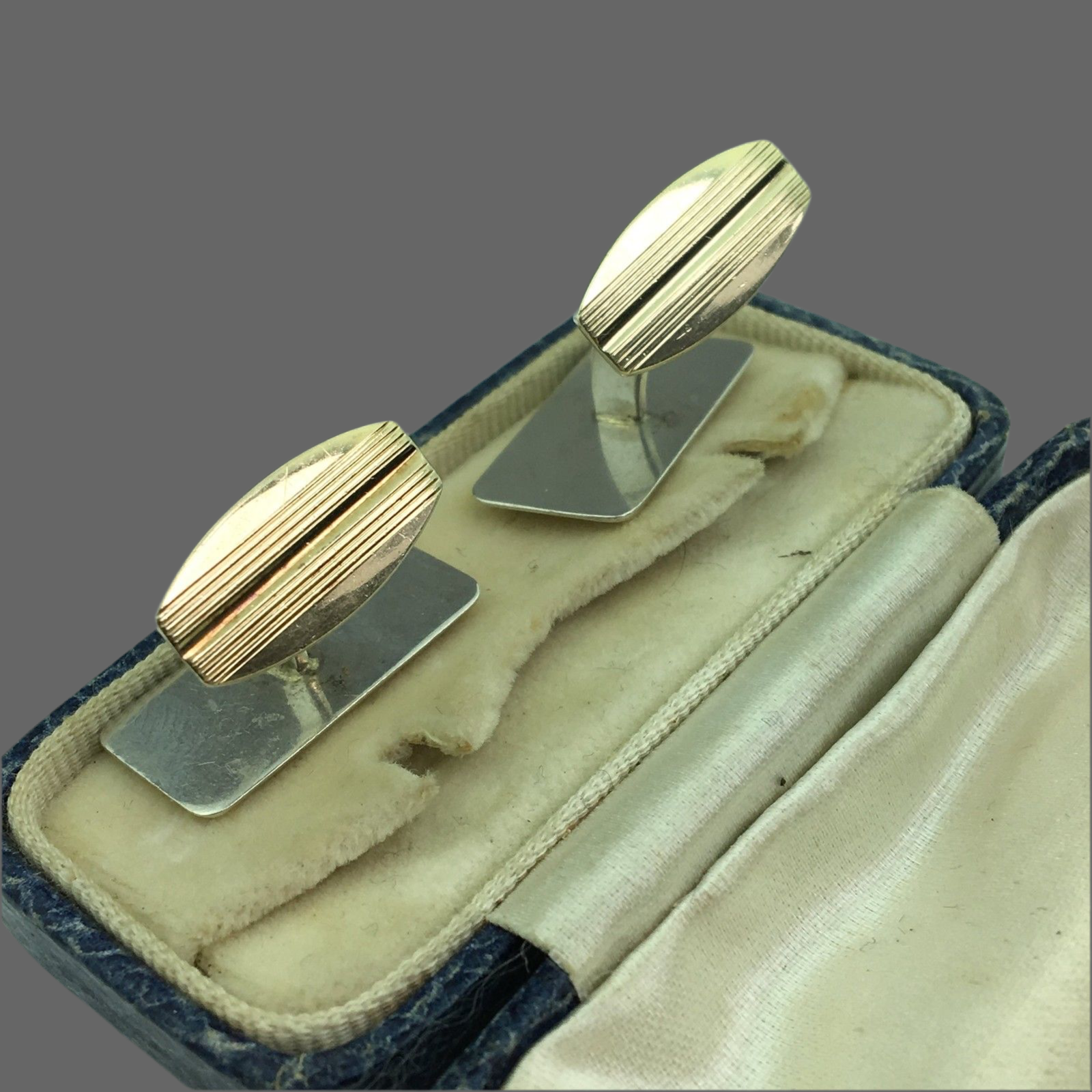 Vintage gold plated solid silver ornamented cufflinks Denmark 830 S ALCH boxed